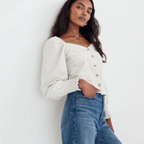 Madewell Corduroy Puff Sleeve Top - Picture 2 of 15